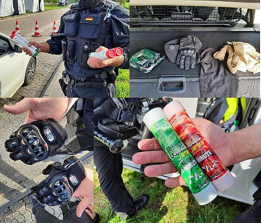 Sicherstellung von Pyrotechnik, Vermummungsgegenständen, Handschuhen durch Bundespolizei.