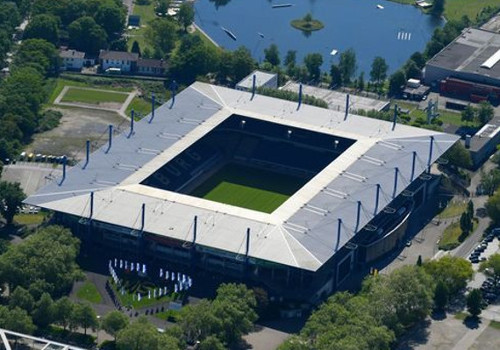 Luftbild vom Wedaustadion.