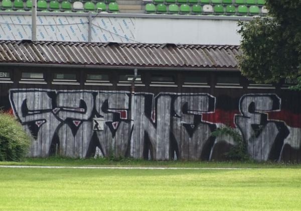 Szene E-Graffiti im Umfeld des Stadions an der Kreuzeiche.