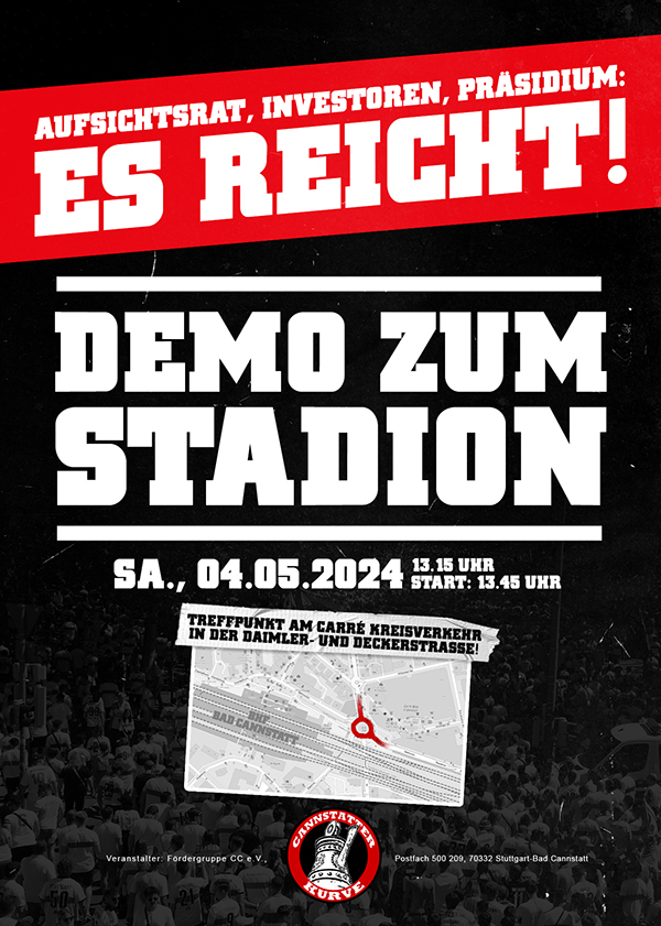 Flyer der Cannstatter Kurve für die Demo am 04. Mai 2024.